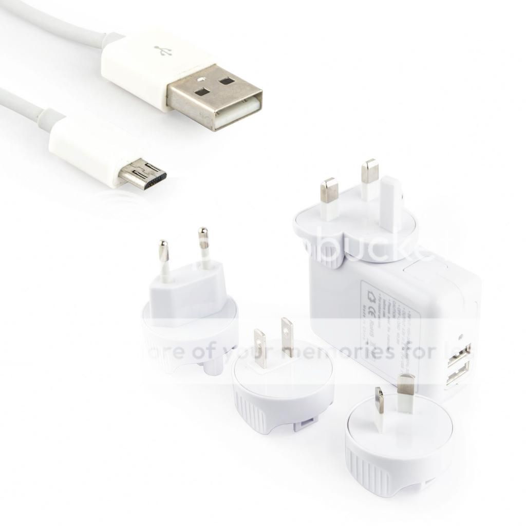 Dual USB World Travel Mains Adapter With Micro USB Data Cable price in
